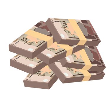 Bahama Doları Vektör İllüstrasyonu. Bahamalar 'ın parası tomarla banknot hazırladı. Kağıt parası 100 BSD. Düz stil. Beyaz arka planda izole edilmiş. Basit minimal tasarım.