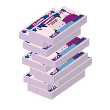 Afgan Afgan Afgan Vektör İllüstrasyonu. Afganistan parası, 100 AFN 'lik banknotlar hazırladı. Düz stil. Beyaz arka planda izole edilmiş. Basit minimal tasarım.