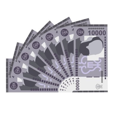 Armenian Dram Vector Illustration. Armenia, Artsakh money set bundle banknotes. Paper money 10000 AMD. Flat style. Isolated on white background. Simple minimal design. clipart