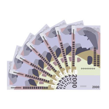 Arnavut Lek Vector Illustration. Arnavutluk 'un parası tomarla para biriktirdi. Kağıt para 2000 All. Düz stil. Beyaz arka planda izole edilmiş. Basit minimal tasarım.