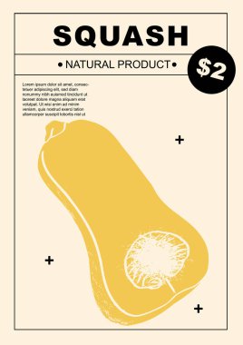 Kabak. Soyut çizim tasarımında meyve ve narenciye posterleri. Etiket ya da poster, fiyat etiketi. Basit, düz tasarım. Örnekler ve arka planlar. Poster, kapak, afiş için mükemmel.