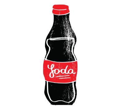 Plastik su ve tatlı soda şişesi. Dokulu vektör soda illüstrasyonu.