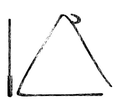 Üçgen enstrüman simgesi, üçgen vektör, enstrüman çizimi desenli