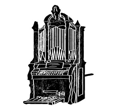 Boru organı, Organ, Kilise organı. Müzik festivali posteri. Klavye müzik enstrümanları.