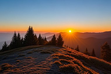 Güneşin doğuşuyla güzel tepe 