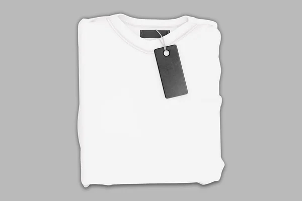 Branco Branco Dobrado Shirt Mockup Com Renderização Label — Fotografia de Stock