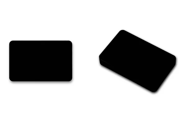 Black Business Card Corners Mockup Isolated White Background Rendering — Stock Photo, Image