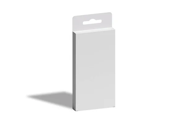 空的空白铅笔盒包装模型隔离在白色背景 3D渲染 — 图库照片