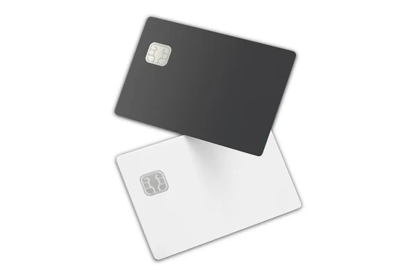黑白相间的信用卡在白色背景下被隔离 3D渲染 — 图库照片
