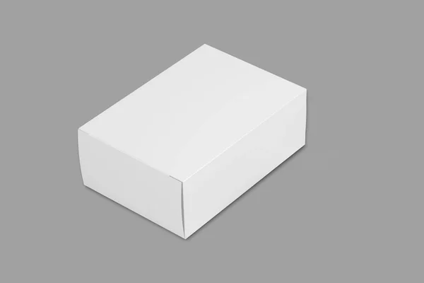 グレーの背景に隔離された空の空白の白い段ボール箱の包装モックアップ 3Dレンダリング — ストック写真