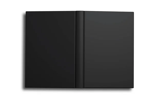 Libro Negro Vacío Blanco Cubierta Maqueta Aislado Sobre Fondo Blanco — Foto de Stock