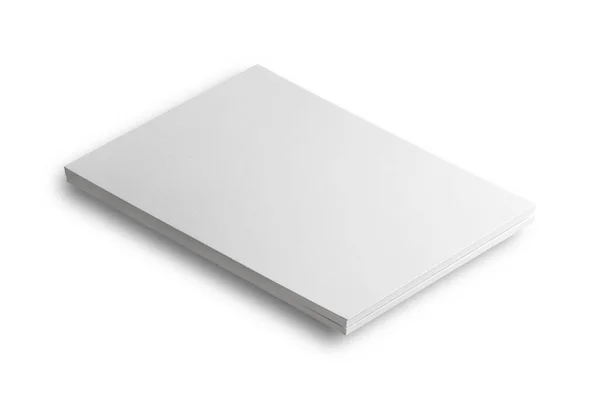 Pile Papier Avec Ombre Isolée Sur Fond Blanc — Photo