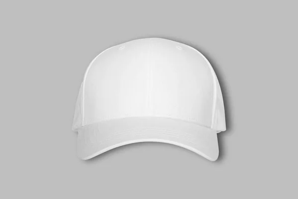 灰色の背景で隔離された白い野球帽のモックアップ — ストック写真