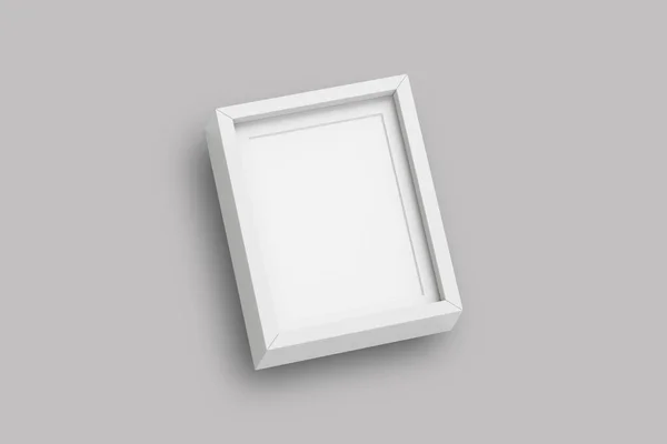 Біла Порожня Рамка Картини Ізольована Сірому Фоні Візуалізація — стокове фото