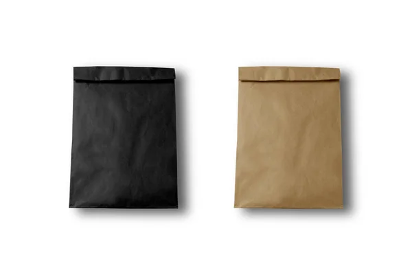 白い背景上に分離されて空白の茶色の紙バッグ — ストック写真