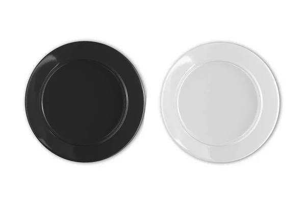 Черно Белые Керамические Плиты Изолированы Белом Фоне — стоковое фото