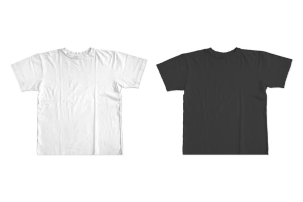 Camisetas Brancas Pretas Isoladas Sobre Fundo Branco — Fotografia de Stock