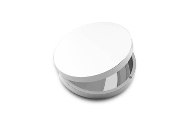Silver Metal Round Pocket Kozmetik Makyaj Küçük Ayna Beyaz Arka plan 33D görüntüleme.