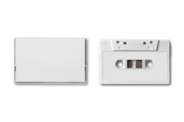 Boş beyaz video kaset modeli, izole edilmiş, üst görünüm, kırpma yolu. Vhs kaset kaset tasarım modelini temizle. Retro TV video kapağı şablonu. Yapıştırmalı analog film kutusu kopyası. 3d oluşturma.