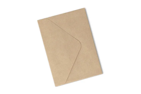 白い背景に隔離された黒いポストカードのモックアップが付いているクラフト紙の封筒 3Dレンダリング — ストック写真
