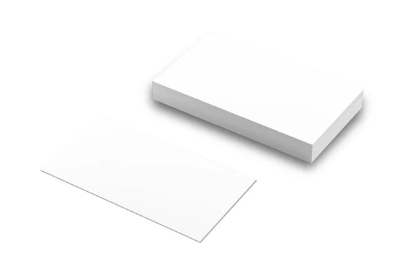 Cartões Visita Brancos Isolados Fundo Branco — Fotografia de Stock