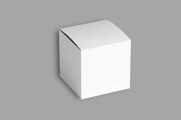 灰色の背景で隔離された白い空白箱 — ストック写真
