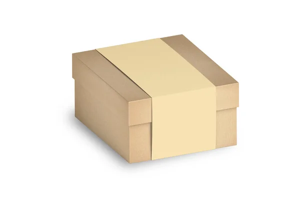Картонная Коробка Закрытой Лентой Белом Фоне — стоковое фото