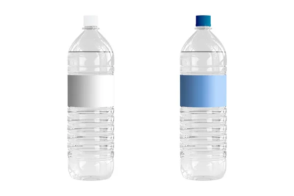 Garrafas Água Plástico Fundo Branco — Fotografia de Stock