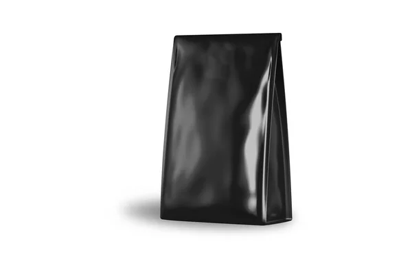 白い背景に隔離された空の黒いコーヒー袋 — ストック写真