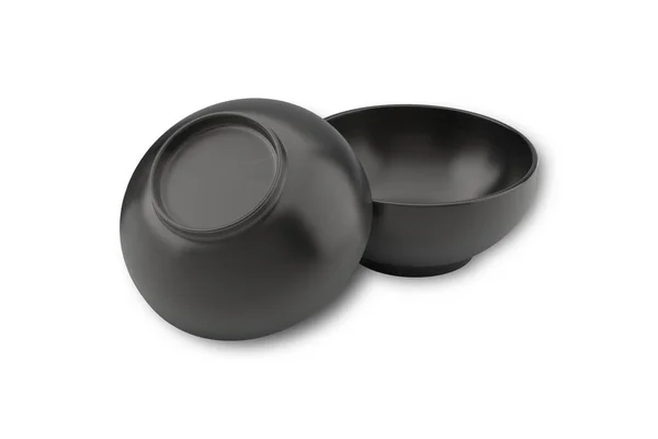 Black Ceramic Bowls Isolated White Background — Stock Photo, Image