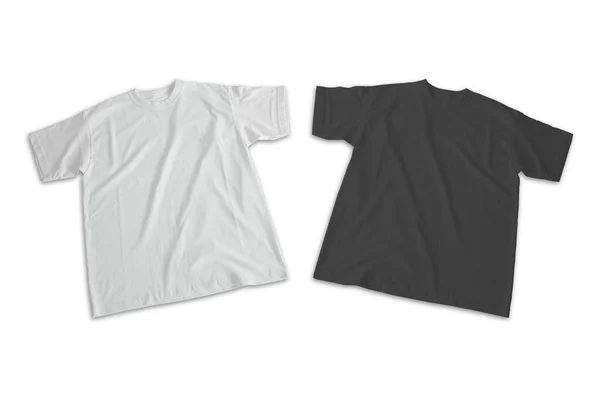 白と白の半袖のTシャツは白い背景で隔離されたモックアップ 3Dレンダリング — ストック写真