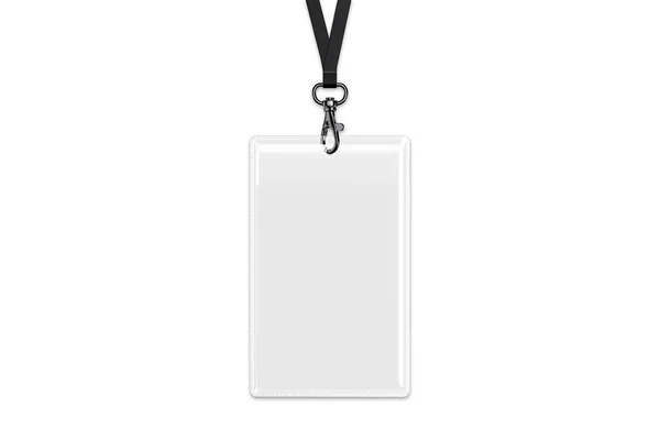 Porta Carta Identità Con Cordino Isolato Sfondo Bianco — Foto Stock