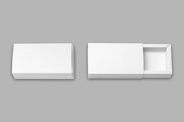 Χάρτινα Κουτιά Διαφανειών Γκρι Φόντο — Φωτογραφία Αρχείου
