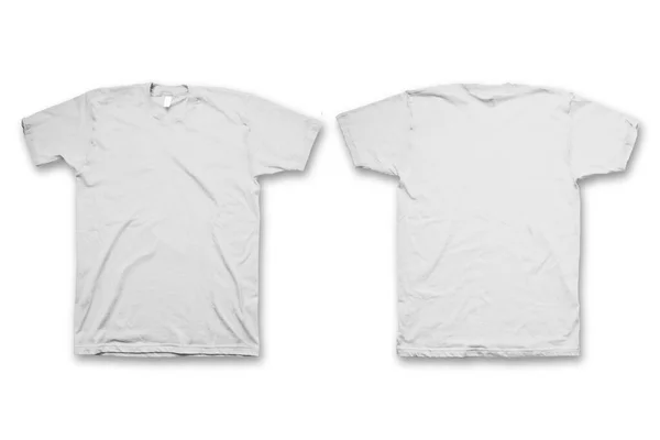 白い背景に隔離された前部および背部Tシャツ — ストック写真