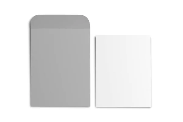 现实的空白信纸C4信封正面视图 白色背景的模板A4 字母大小邮件 3D渲染 — 图库照片