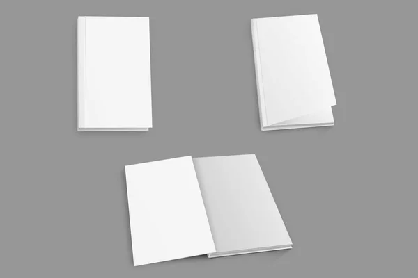 Zestaw Czystych Kart Papierowych Szarym Tle — Zdjęcie stockowe