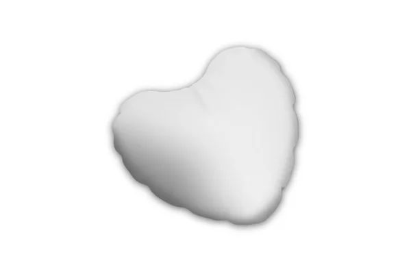Beyaz Arka Planda Beyaz Yastık Kalp — Stok fotoğraf
