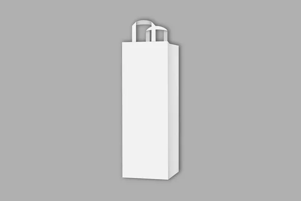 灰色背景的空白白纸酒袋模型 — 图库照片
