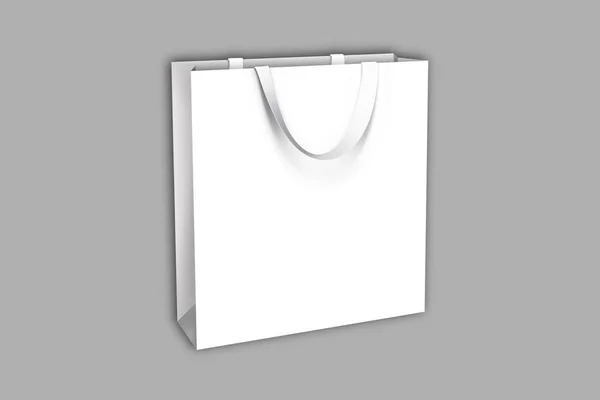 Weiße Tasche Zum Einkaufen Auf Grauem Hintergrund — Stockfoto