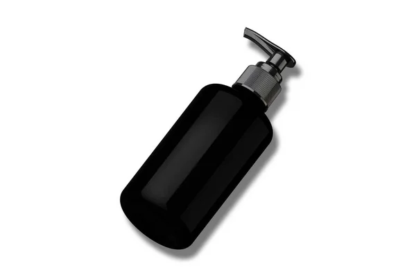 Svart Pump Flaska Isolerad Vit Bakgrund — Stockfoto