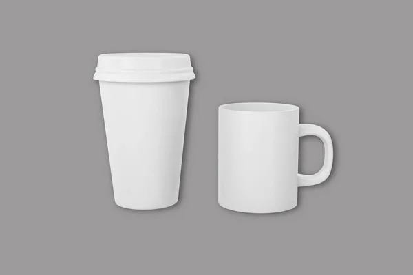 Візуалізація Чашки Чашки Сірому Фоні — стокове фото