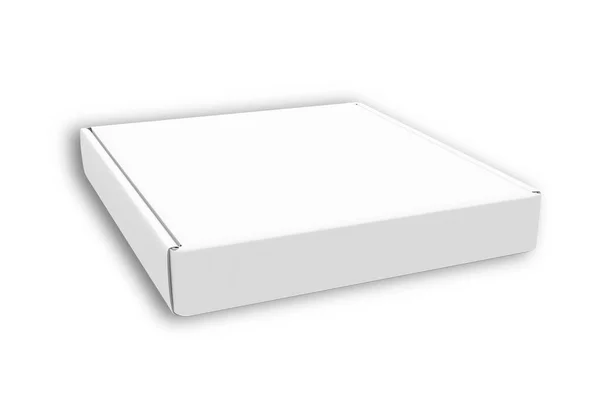 White Pizza Box White Background — Stock Photo, Image
