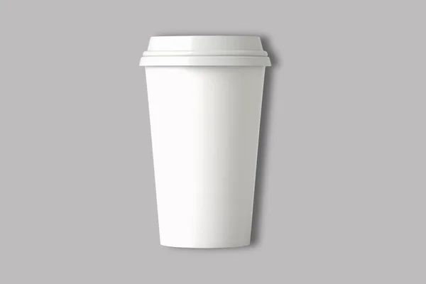white coffee cup isolated on gray background