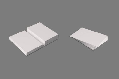 Boş yatay kartvizit seti Gri arka plan 33d görüntüleme izole.