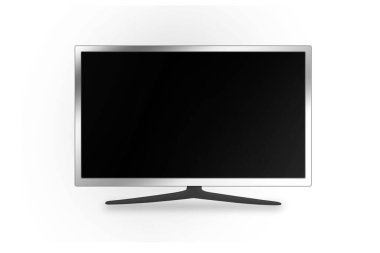 Beyaz arkaplanda boş ekranı olan modern televizyon