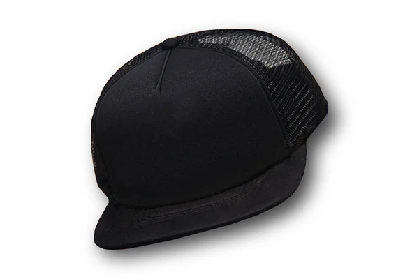 白色背景上隔离的黑色尾迹帽 — 图库照片