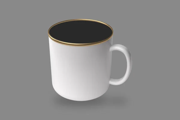 灰色の背景に白いコーヒーマグの3Dレンダリング — ストック写真