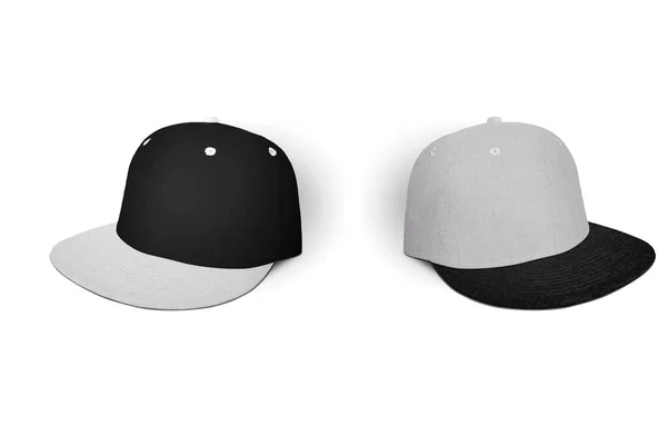 Casquettes Baseball Noires Blanches Isolées — Photo