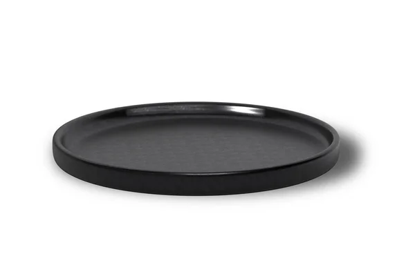 Black Plate Food Isolated White Background — Stock Photo, Image