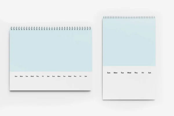 Calendarios Blanco Sobre Fondo Blanco Renderizado — Foto de Stock